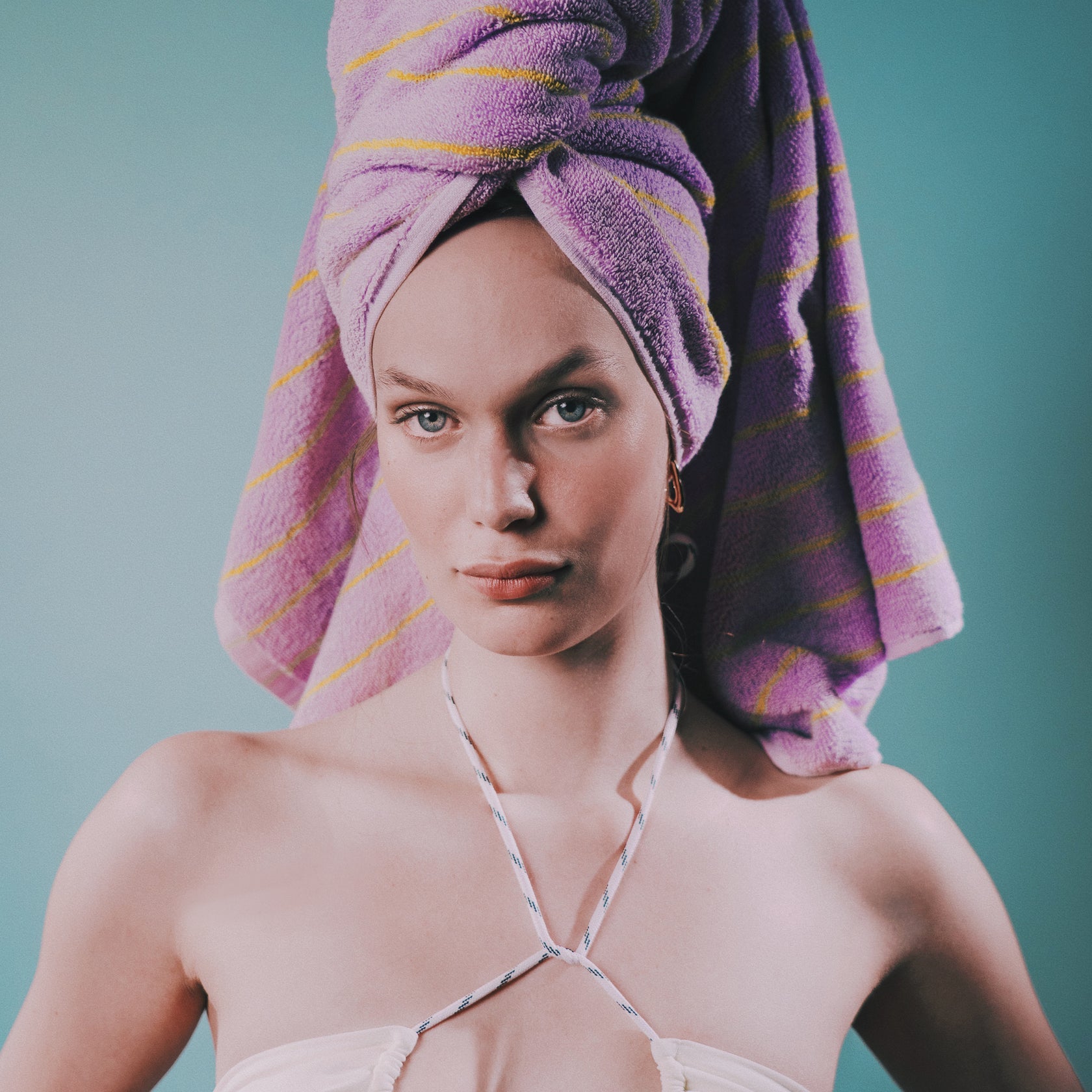 Naram Wash Cloth, Lilac/Neon Yellow