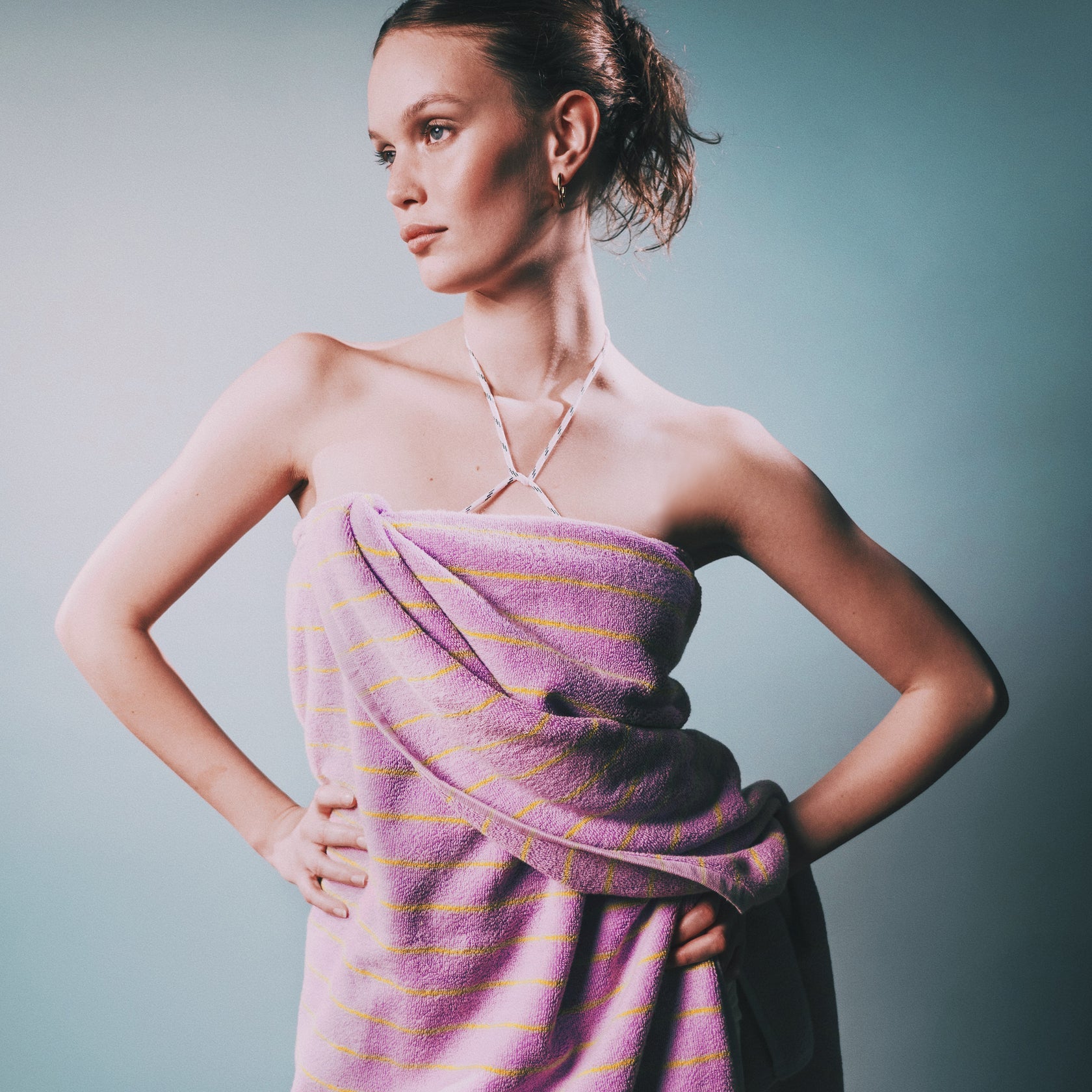 Naram Wash Cloth, Lilac/Neon Yellow