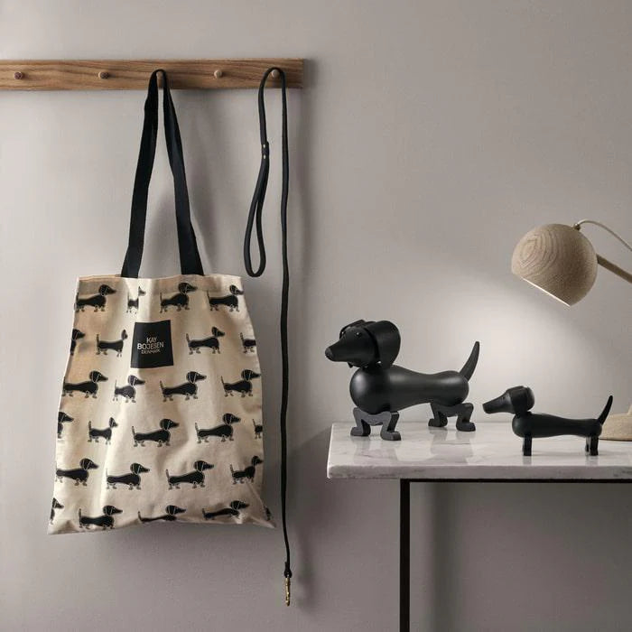 Kay Bojesen Dog Tote Bag, Black/White