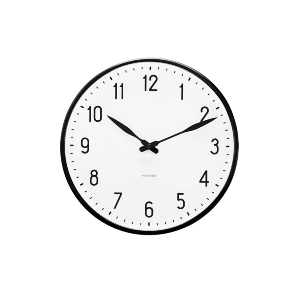 Arne Jacobsen Station Wall Clock, Black/White, 21 cm