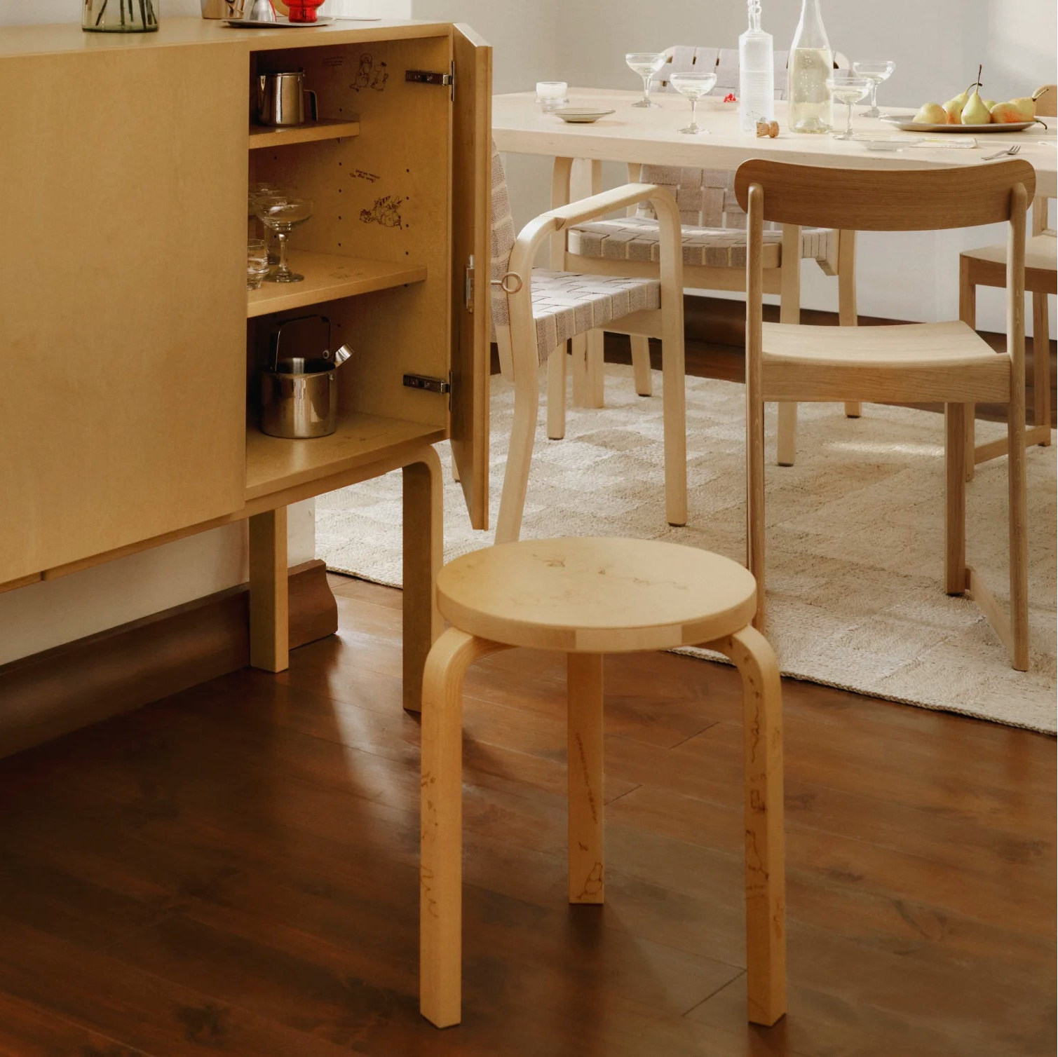 MOOMIN Artek Stool 60, Legs Natural Lacquered