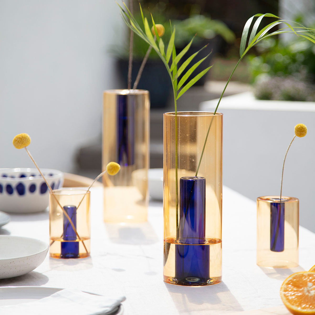 Reversible Glass Vase - Large - Peach / Cobalt