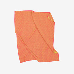 Chunky Checkerboard Knit Throw | Melon