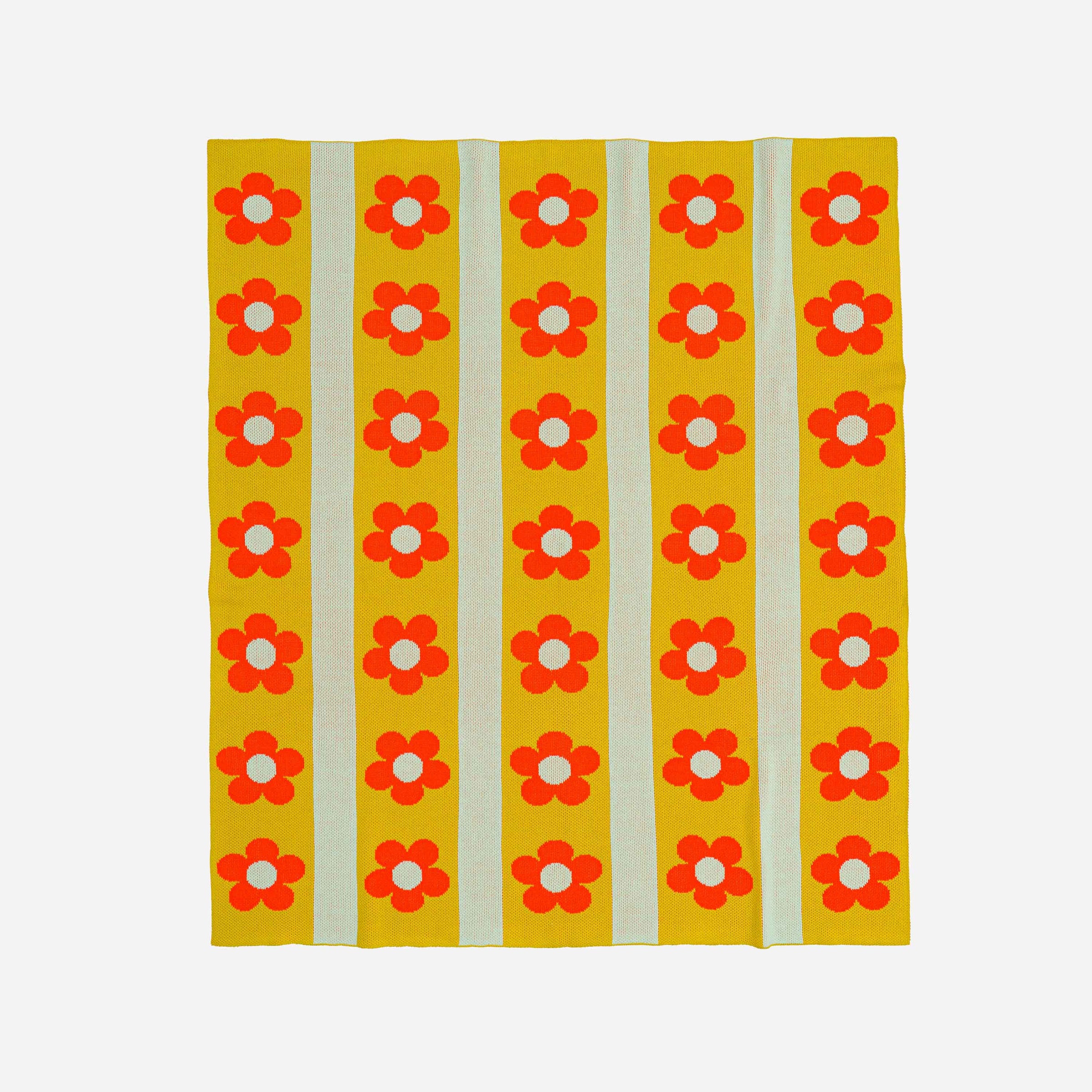 Flower Stripe Throw, Golden Olive