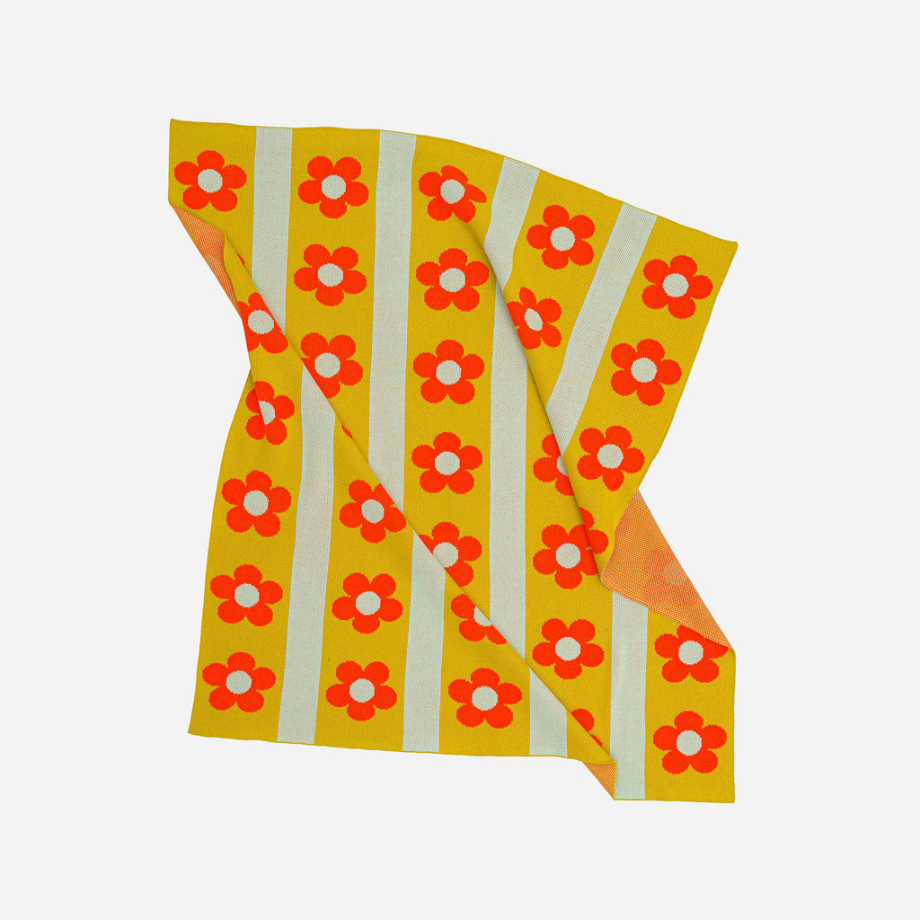 Flower Stripe Throw, Golden Olive