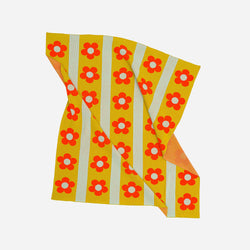 Flower Stripe Throw-Golden Olive