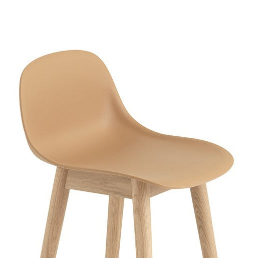 Fiber Stool 65 cm, With Backrest, Light Oak Wood Base/ Ochre plastic seat