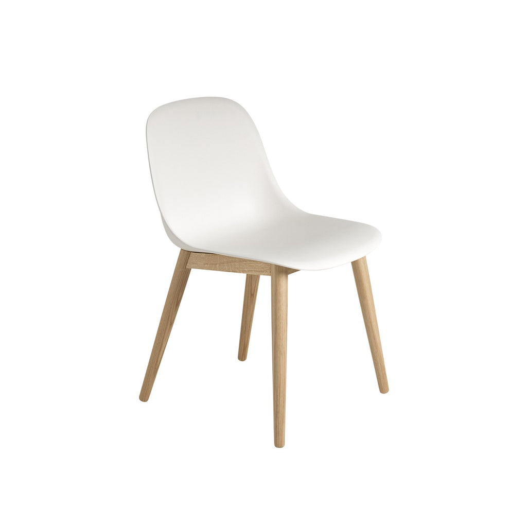 Fiber Side Chair, Wood Base, Oak/White Seat