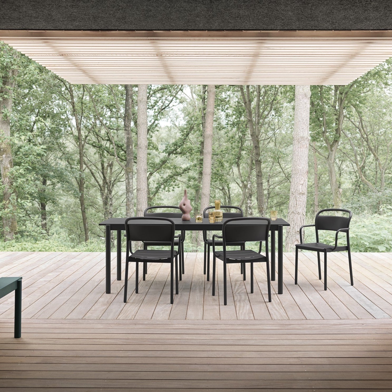 Linear Steel Arm Chairs, Black