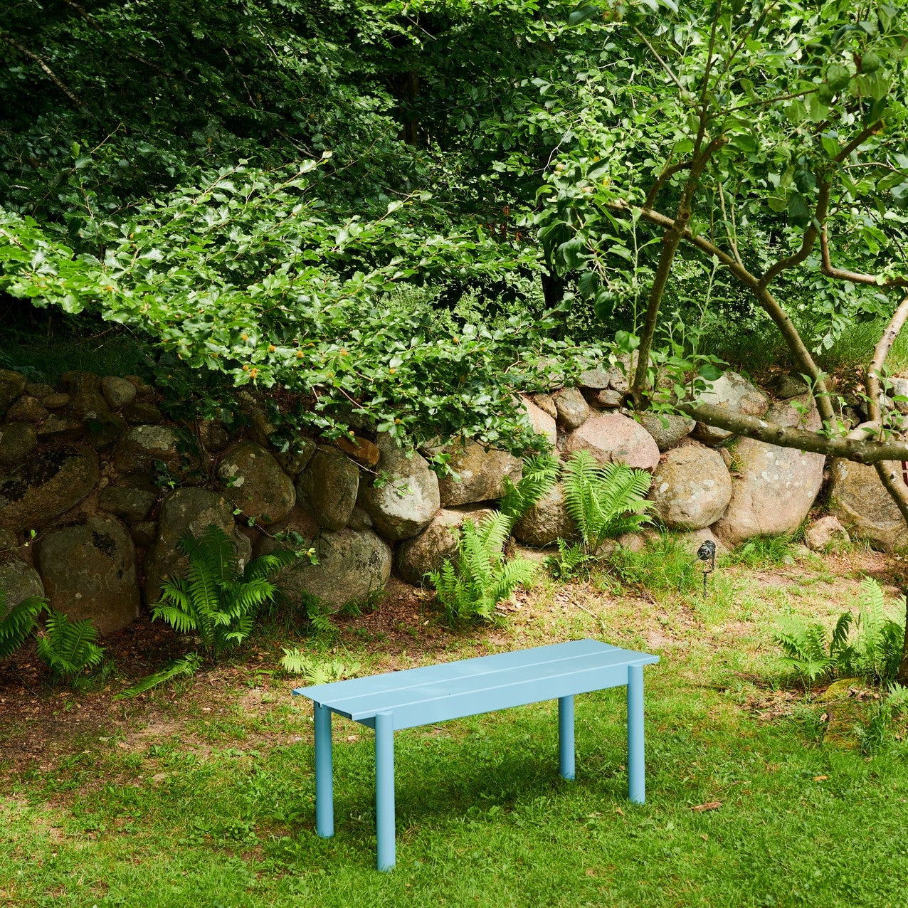 Linear Steel Bench, Light Blue 110cm