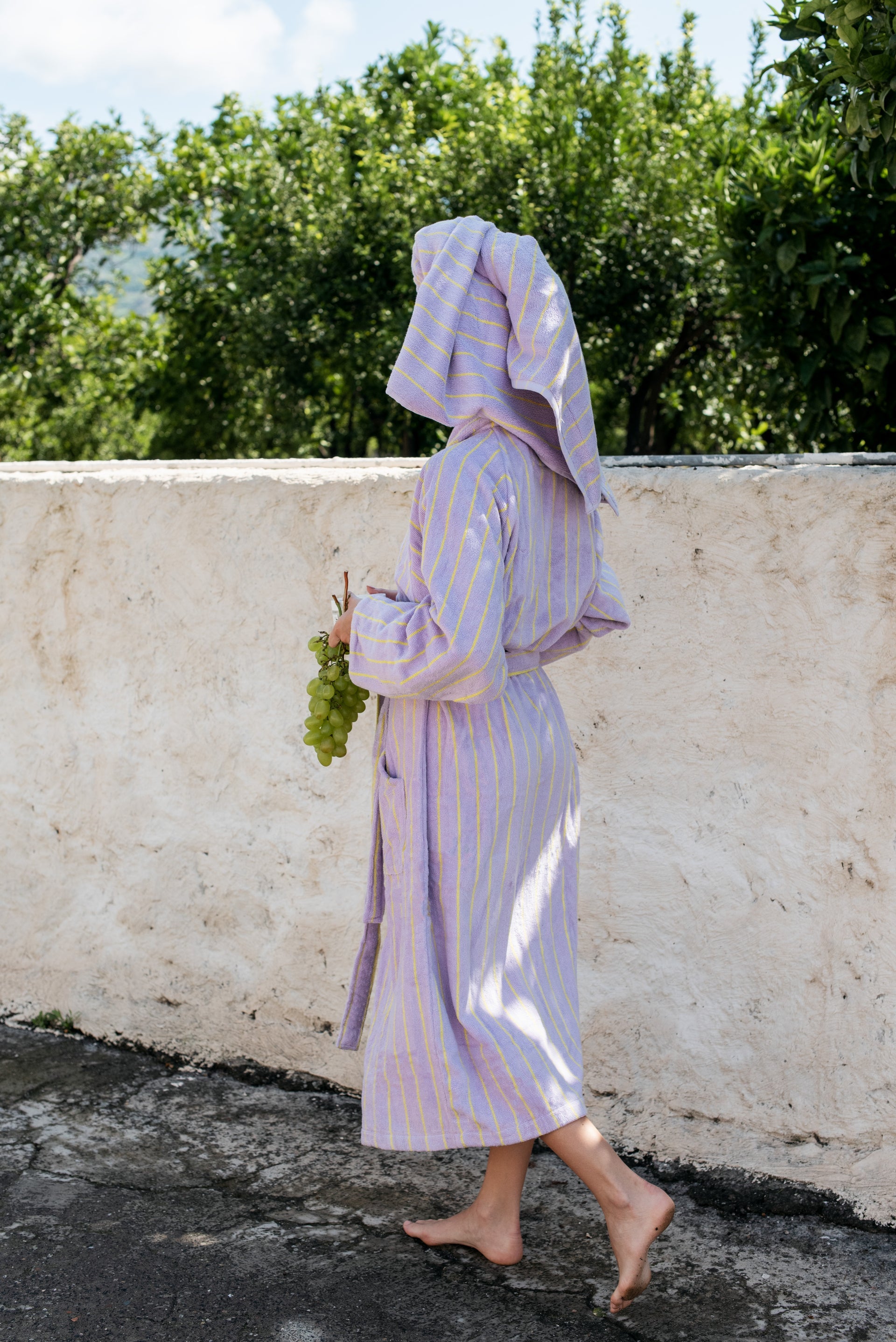 Naram Bathrobe, Lilac/Neon Yellow