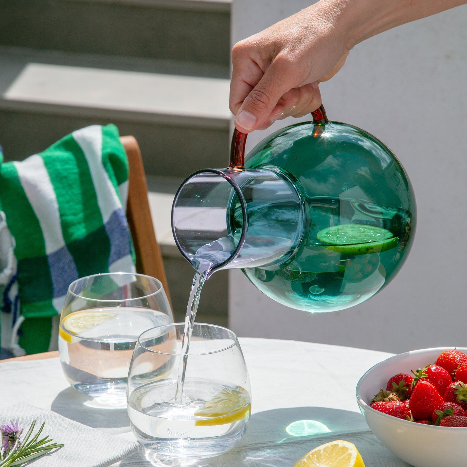 Pablo Glass Jug - Large - Teal Purple Amber