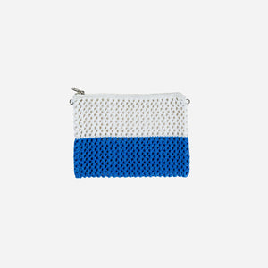 Colorblock Raffia Pouch | Cobalt White