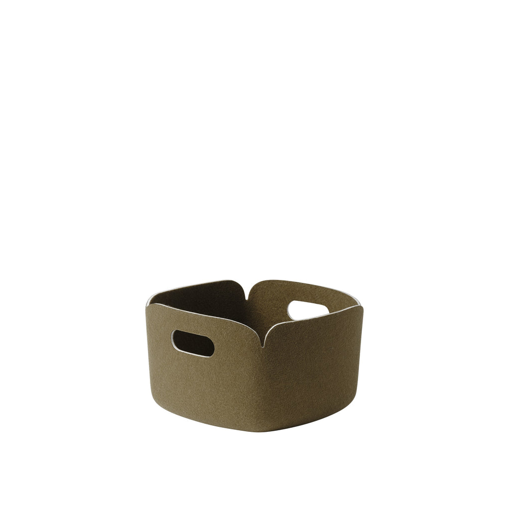 Restore Felt Square 11" Storage Basket, Brown Green