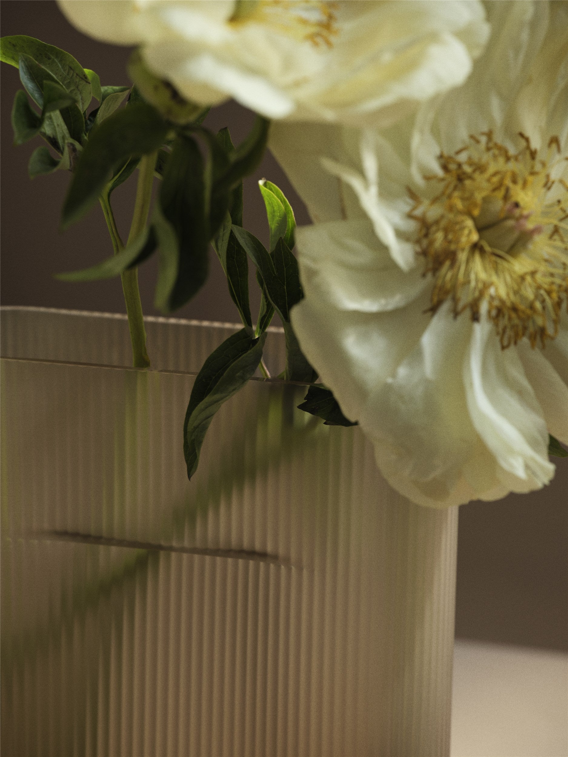 Ridge Vase Frosted, Taupe, 6.7"