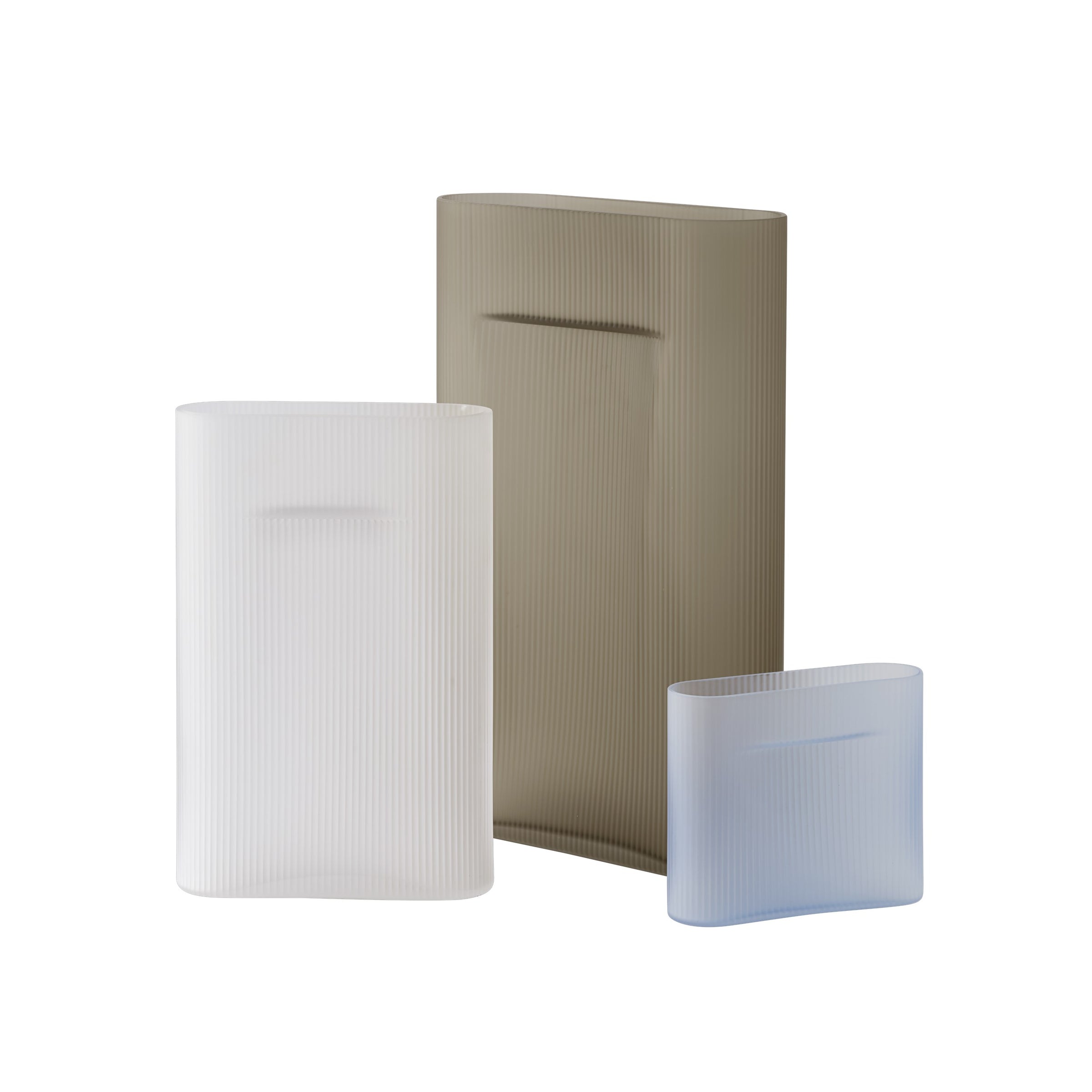 Ridge Vase Frosted, White, 6.7"