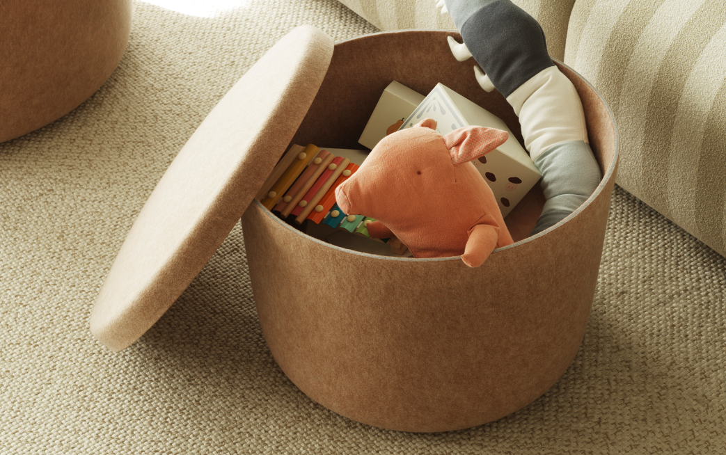 Hide Storage Pouf Small, Grey