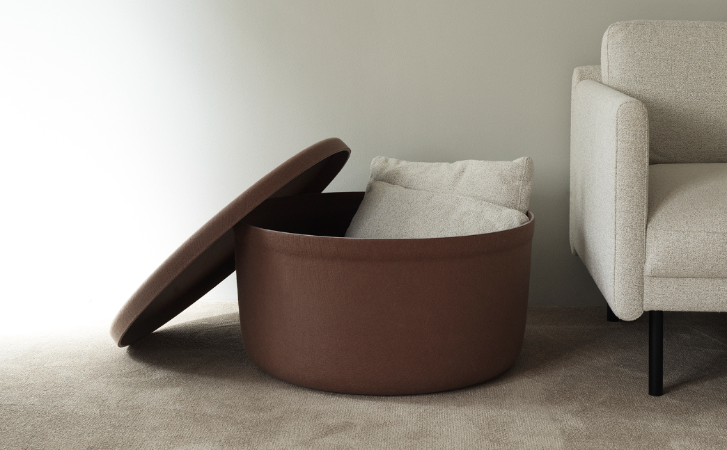Hide Storage Pouf Large, Sand