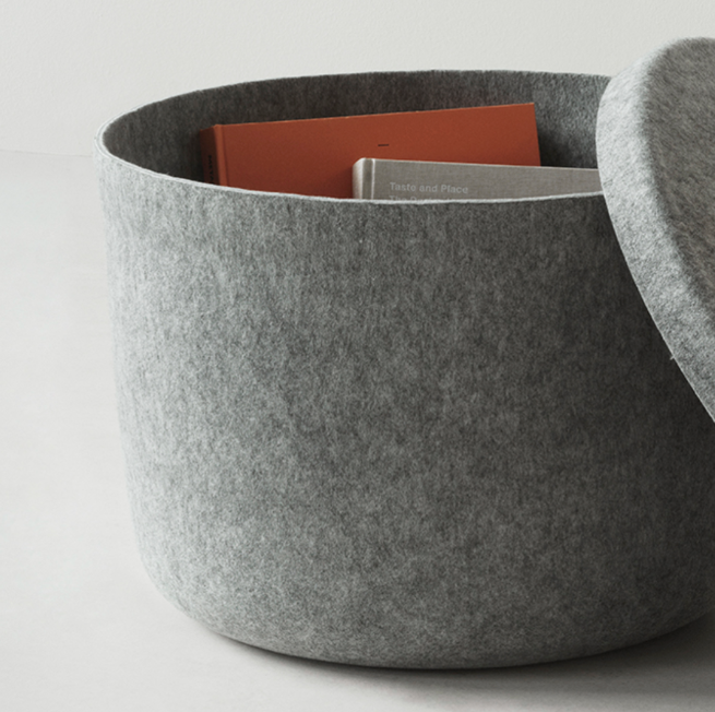 Hide Storage Pouf Small, Steel Blue