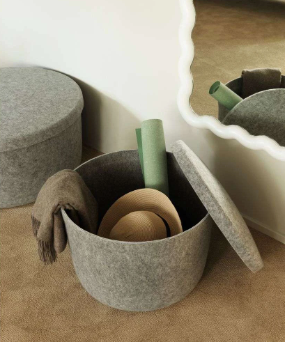 Hide Storage Pouf Small, Brown