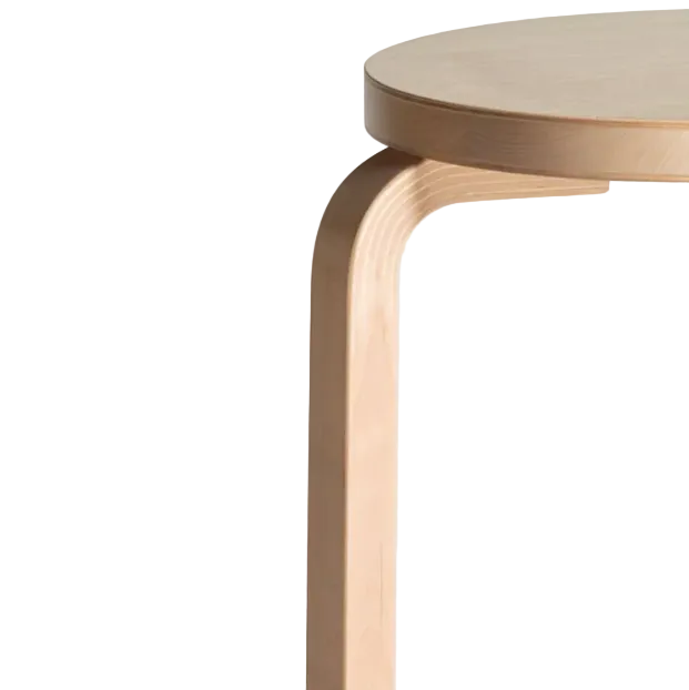 Artek Stool 60, Legs Natural Lacquered, Seat Birch Veneer