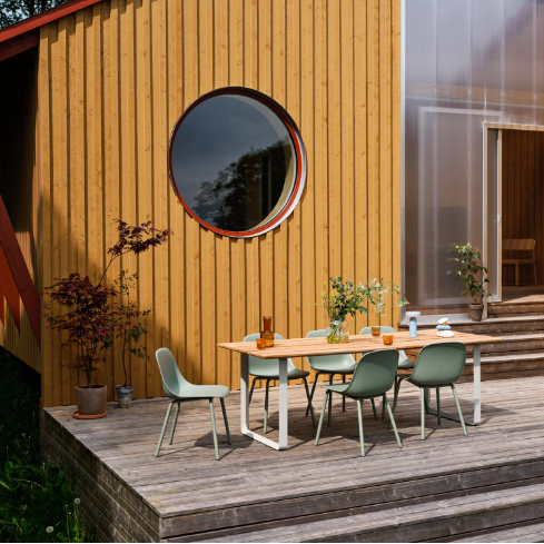 Fiber Outdoor Side Chair, Dusty Green (With Drain Holes)