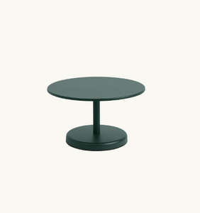 Linear large round coffee table, dark green 27 x 15"
