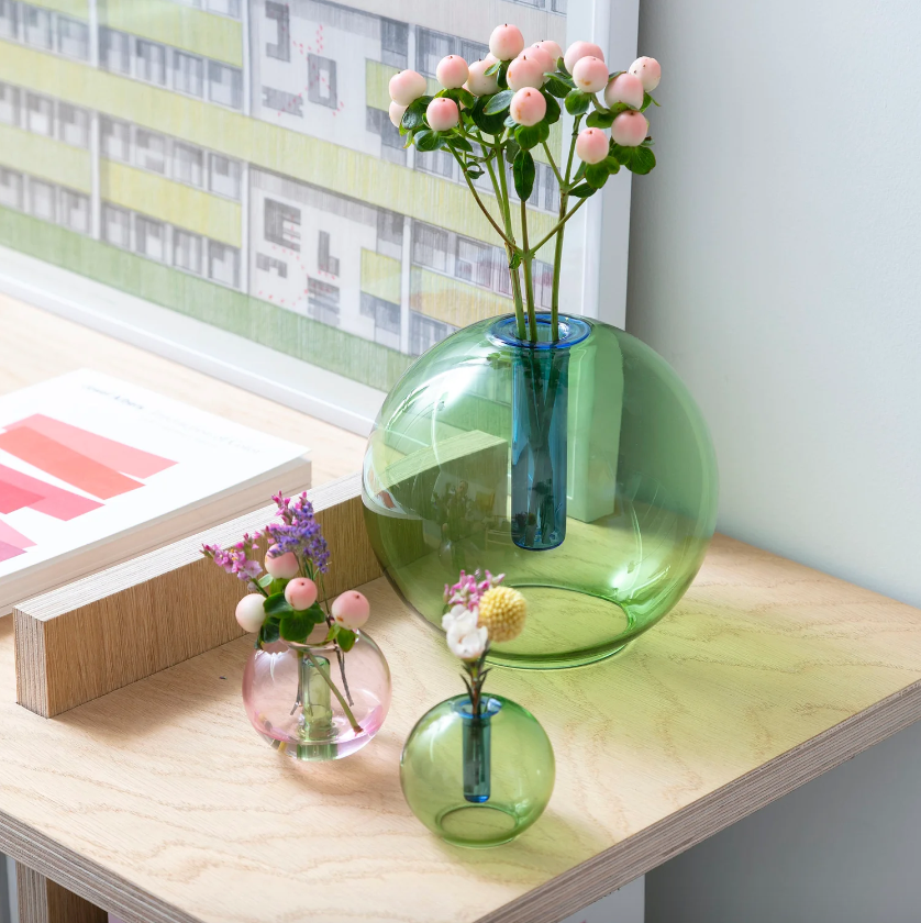 Bubble Vase, Med, Green / Blue