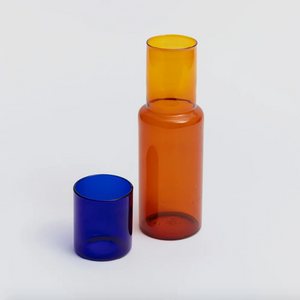 Duo Tone Glass Carafe- Amber / Cobalt