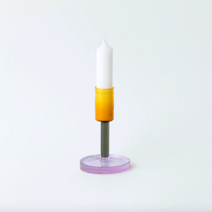 Glass Candlestick - Med - Amber / Smoke / Lilac