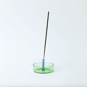 Duo Tone Glass Incense Holder - Green / Blue