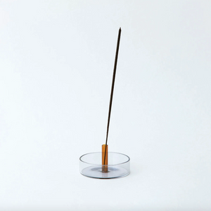Duo Tone Glass Incense Holder - Smoke / Amber
