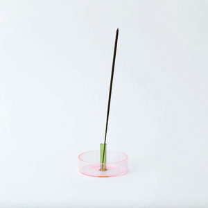 Duo Tone Glass Incense Holder - Pink / Green