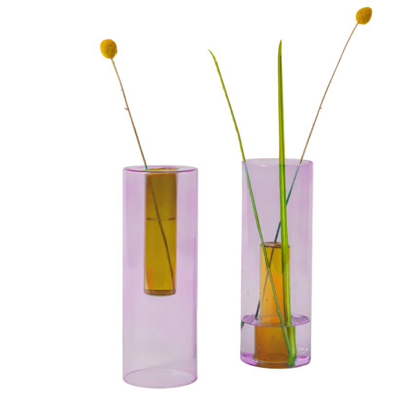 Reversible Glass Vase - Large - Lilac / Peach