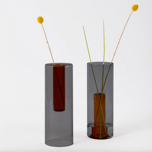 Reversible Glass Vase - Large - Smoke/Amber