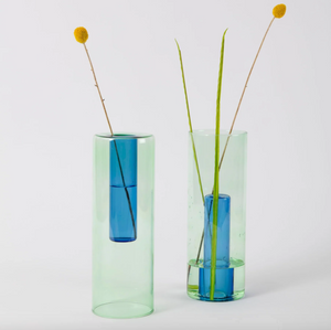 Reversible Glass Vase - Large - Green / Blue