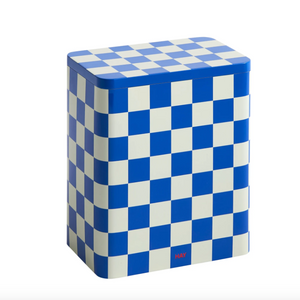 Blue and Off White Tin Container, Large