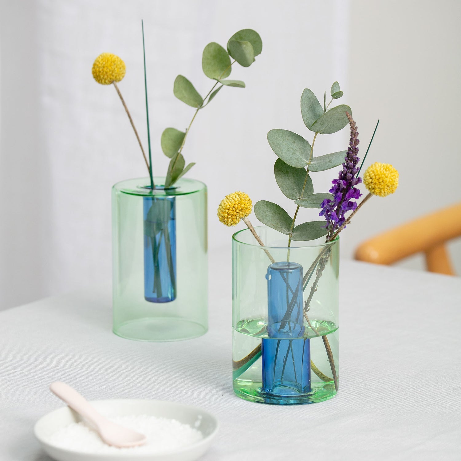 Reversible Glass Vase- Small - Green / Blue