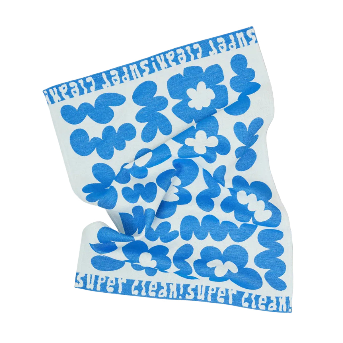 Super Clean Flowers Blue/Natural Tea Towel