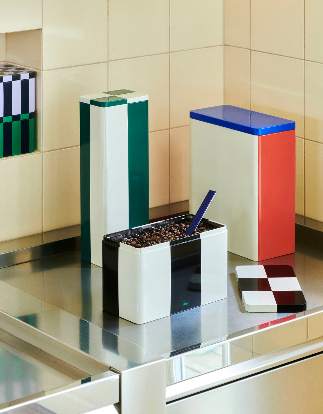 Tin Container, XL, Off-White/Blue/Red