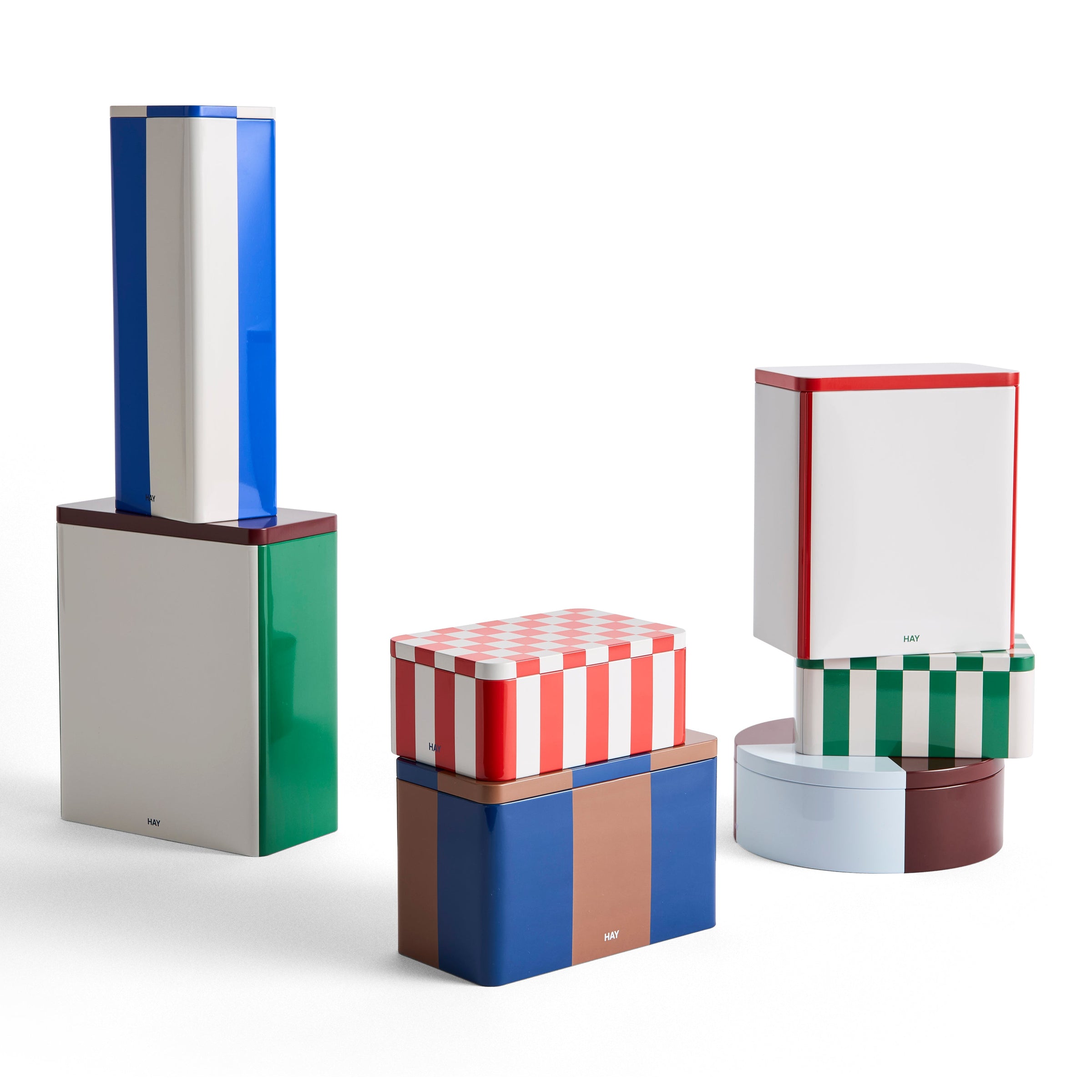 Tin Container, Large, Off White/Red