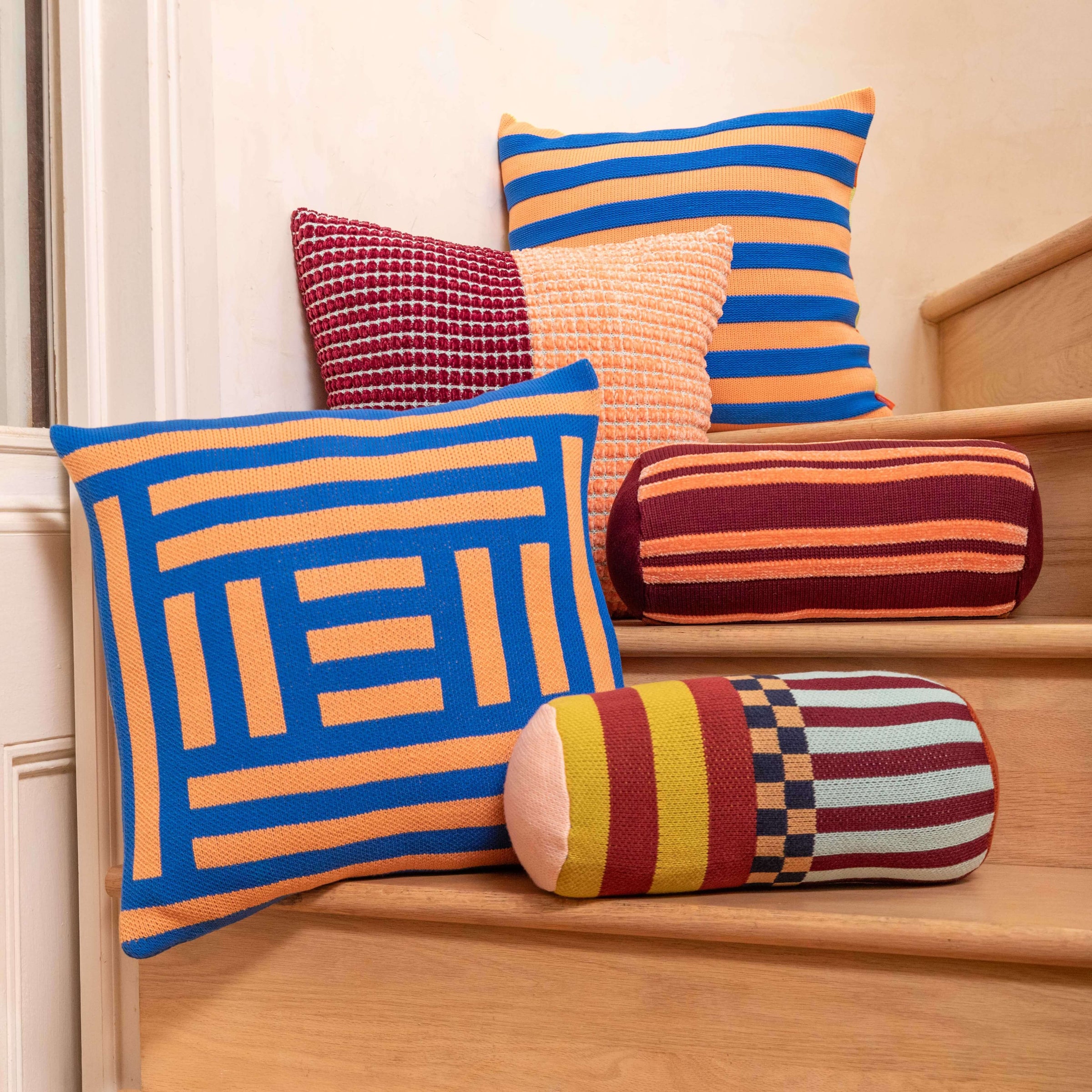 Patchwork Stripe Bolster Pillow | Desert