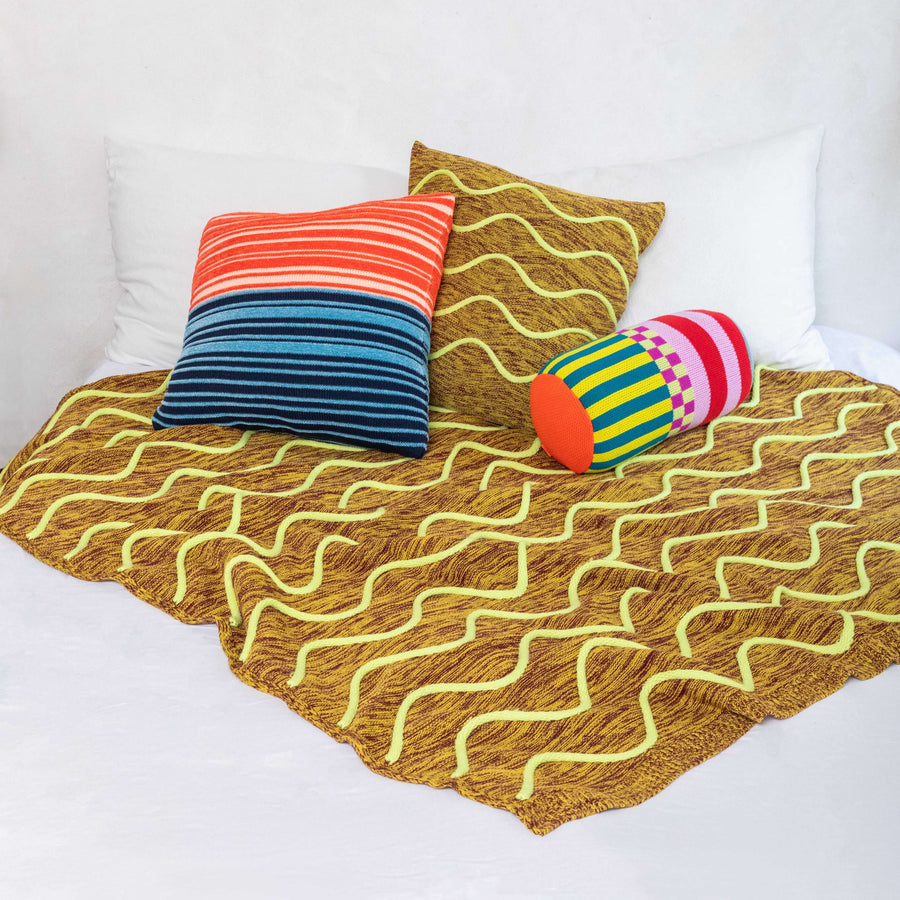 Retro Chenille Pillow | Navy Stone Blue