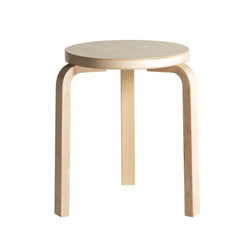 Artek Stool 60, Legs Natural Lacquered, Seat Birch Veneer