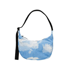 Medium Nylon Crescent Bag, Clouds