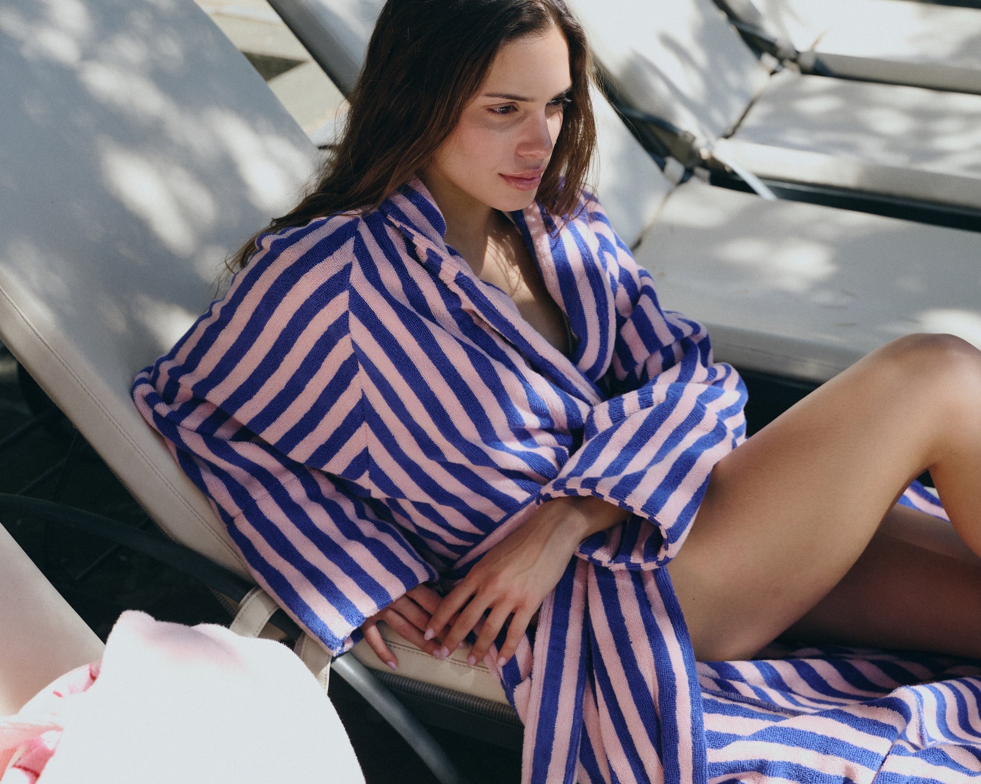 Naram Bathrobe, Blue/Rose