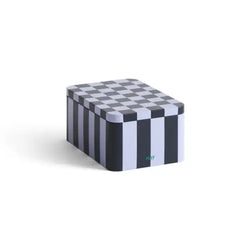 Small dark blue + lavender Tin Container