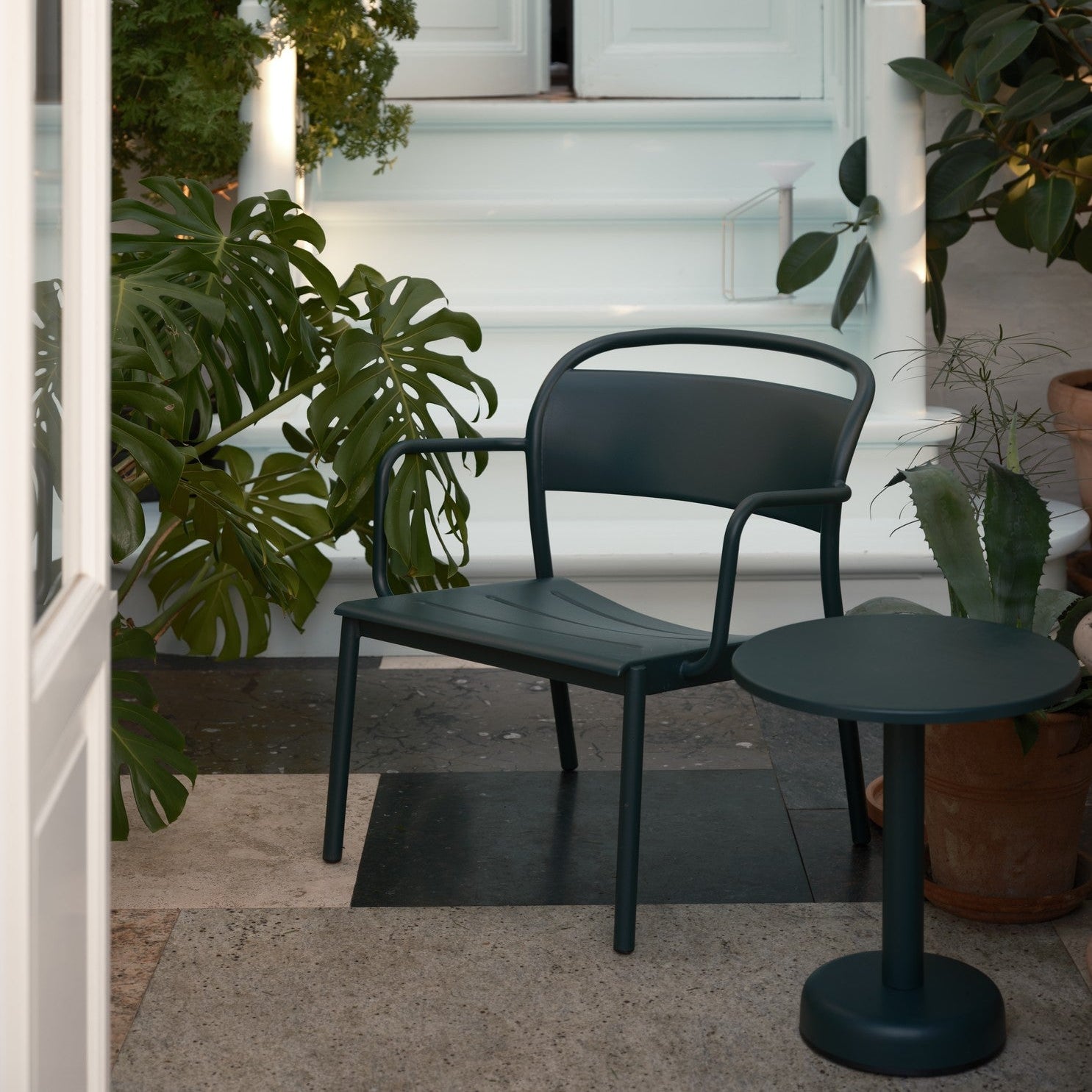 Linear Steel Lounge Armchair, Dark Green