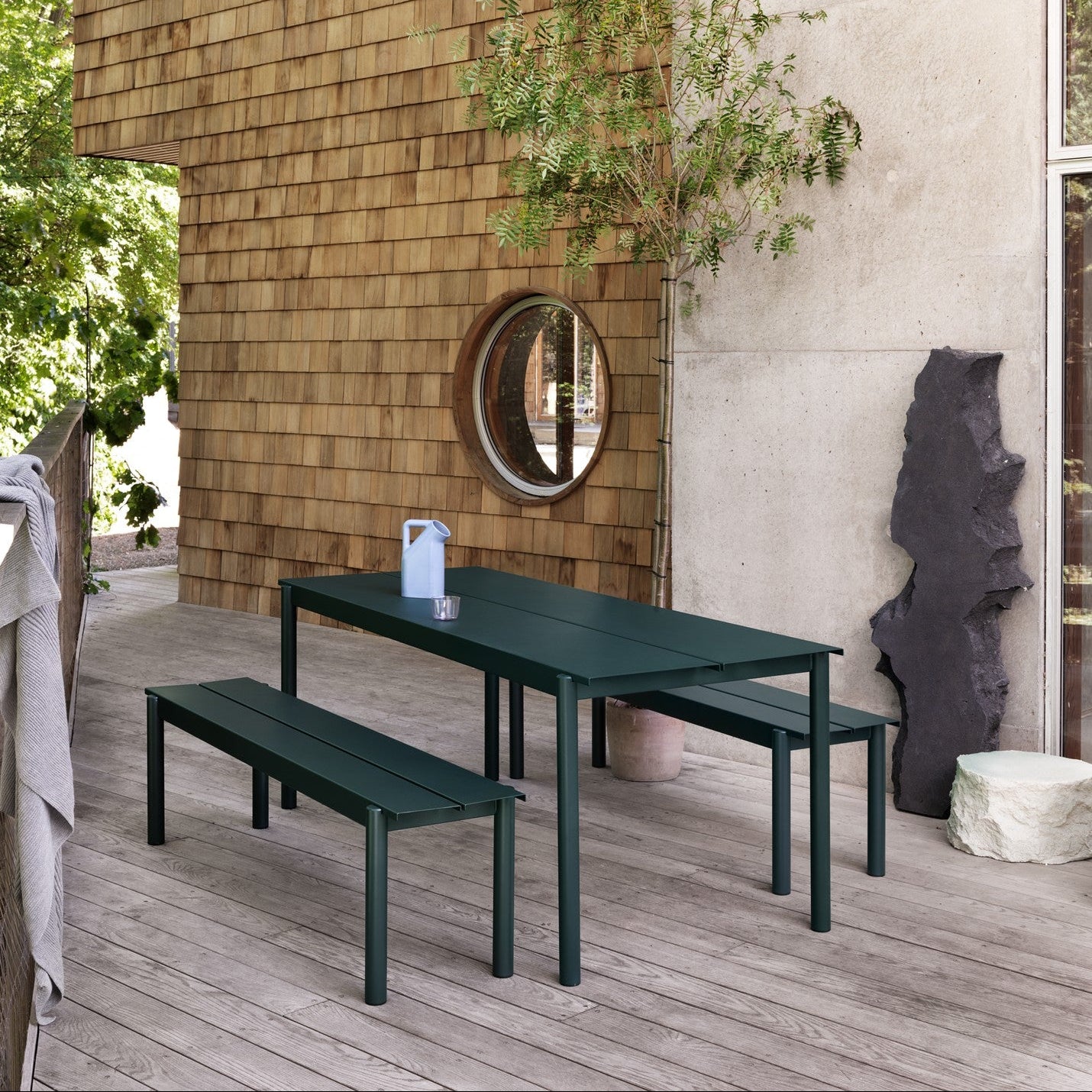 Linear Steel Table, Dark Green 200cm