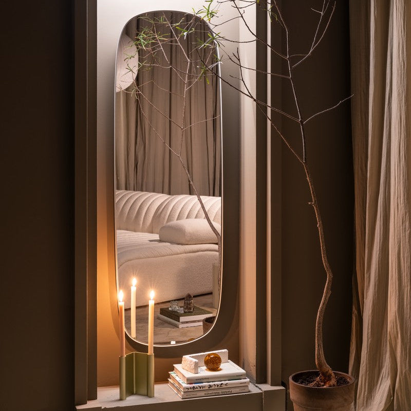 Framed Mirror, Large Grey/ Clear Glass